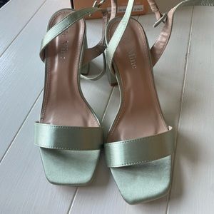 Sage green satin heels